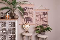 Clayre & Eef Barkruk Ø 34x78 cm Bruin Ijzer Textiel Rond Kruk - thumbnail