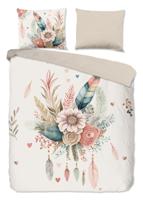 Good Morning Dekbedovertrek "bloemen en veren" - Ecru - (200x200/220 cm) - Katoen - thumbnail