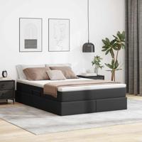 Opbergbed met matras met matras Zwart 140 x 190 cm Nep Leer - thumbnail