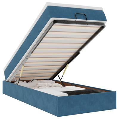 Ottoman bed met matras 80x200cm fluweel donkerblauw