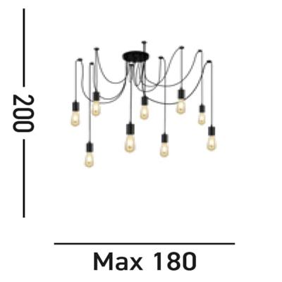 Searchlight 9-lichts pendelSquiggle Spider - 9669-9BK