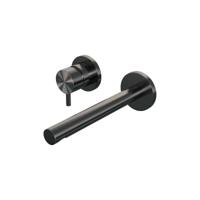 Gunmetal Edition inbouw wastafelmengkraan met rechte uitloop, rozetten B2 gunmetal geborsteld PVD - thumbnail