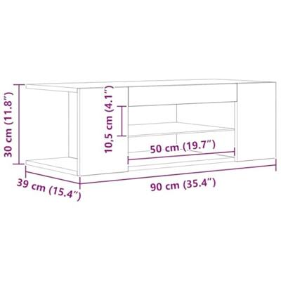 Tv-meubel met LED 90x39x30 cm bewerkt hout artisanaal eiken Tv-meubel met LED 90x39x30 cm bewerkt hout artisanaal eiken