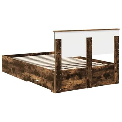 Bedframe met hoofdeinde Gerookt eiken 120 x 190 cm Bewerkt hout