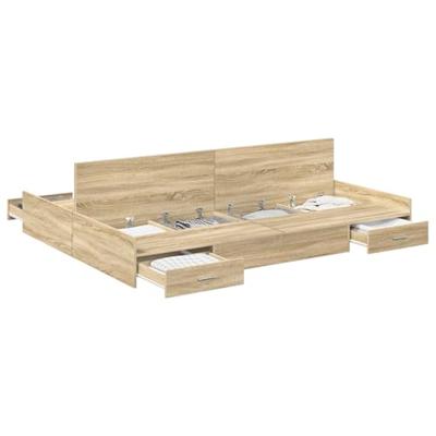 Opbergbedframe met lade Sonoma eiken 140 x 200 cm Bewerkt hout