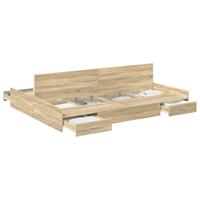 Opbergbedframe met lade Sonoma eiken 150 x 200 cm Bewerkt hout - thumbnail