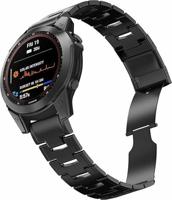 By Qubix - Titanium schakelband - Zwart - Compatible met Garmin Tactix 8-47mm - Compatible Garmin bandje - Bandbreedte: 22mm - thumbnail
