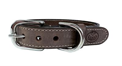 Sazzz halsband voor hond nomad vintage leer bruin 22-28x1,5 cm