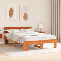 Bedframe met hoofdeinde Bruin 160 x 200 cm Massief grenenhout - thumbnail