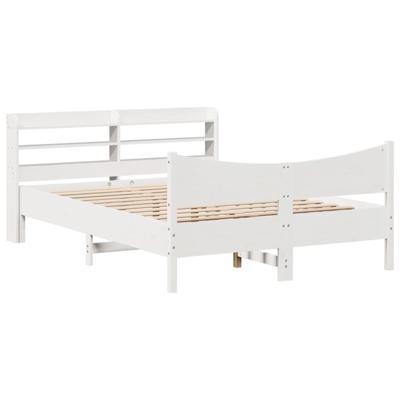 Bedframe met hoofdbord massief grenenhout wit 120x190 cm - thumbnail