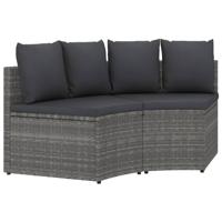 2-delige Loungeset met kussens poly rattan grijs - thumbnail