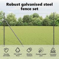 VidaXL Afrasteringspaal grijs 10 x 1,6 m (50 mm gaas) staal en pvc - thumbnail