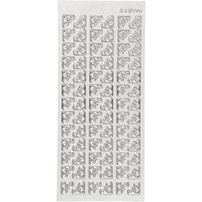 Creativ Company Stickers, hoeken, vel 10x23 cm, zilver, 1 vel