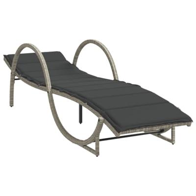 Ligbedden 2 st met tafel poly rattan lichtgrijs - thumbnail