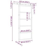 Schuifdeur Bruin 80 x 208 cm Massief grenenhout - thumbnail