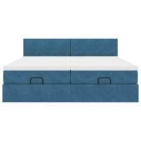 Ottoman bed met matrassen 180x200cm fluweel donkerblauw - thumbnail