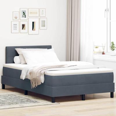 Boxspring Bed met Matras & LED Donkergrijs 120x190 cm Fluweel