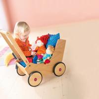 Haba houten poppenwagen met bekleding 57 cm - thumbnail