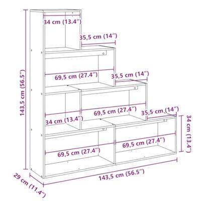 Kamerscherm / boekenkast 143,5x29x143,5 cm hout grijs sonoma