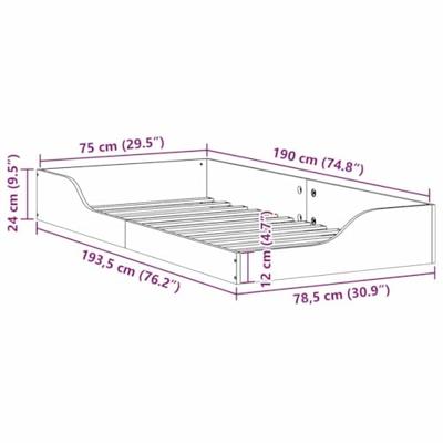 Bedframe Wasbruin 75 x 190 cm Massief grenenhout