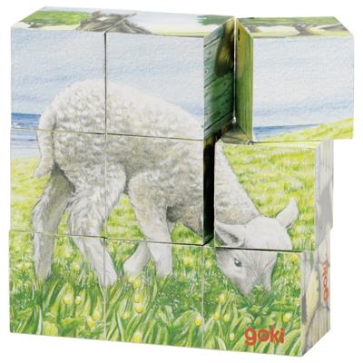 Goki houten blokpuzzel boerderij
