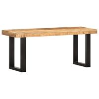 Bankje 110 cm massief ruw mangohout en staal - thumbnail