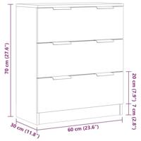 Dressoir 60x30x70 cm bewerkt hout artisan eikenkleurig - thumbnail