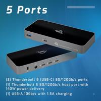 OWC Thunderbolt 5 Hub, 3 x Thunderbolt 5 poorten, USB-A-poort, tot 80/120 Gb/s, tot 3 8k beeldschermen, 140 W voeding en opladen, compatibel met Mac & PC, Thunderbolt 5/4/3, USB4 en USB-C - thumbnail