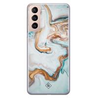Samsung Galaxy S21 Plus siliconen hoesje - Marmer blauw goud - thumbnail