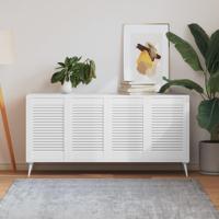 Kastdeuren met lamellen 4 st 61,5x39,4 cm grenenhout wit - thumbnail