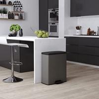 Duo Rechthoek Vuilnisbak - DECO BIN - CURVER - 52L (26+26L) - 49 x 32 x 61 cm - Antraciet - thumbnail