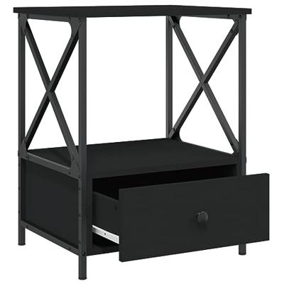 Nachtkastjes 2 st 50x41x65 cm bewerkt hout zwart