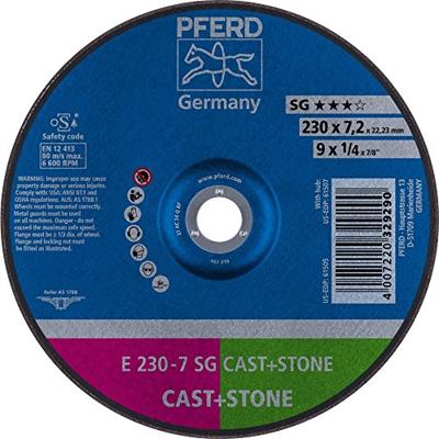 PFERD TOOLS 62914720 E 230-7 SG CAST+STONE Afbraamschijf gebogen Diameter 230 mm Boordiameter 22.23 mm Aluminium legering, Gietijzer, Giethuid, Beton, Titanium PFERD TOOLS 62914720 E 230-7 SG CAST+STONE Afbraamschijf gebogen Diameter 230 mm Boordiameter 22.23 mm Aluminium legering, Gietijzer, Giethuid, Beton, Titanium