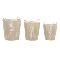 Basket spelset DKD Home Decor Beige Metaal 42 x 42 x 51 cm 3 Onderdelen - thumbnail
