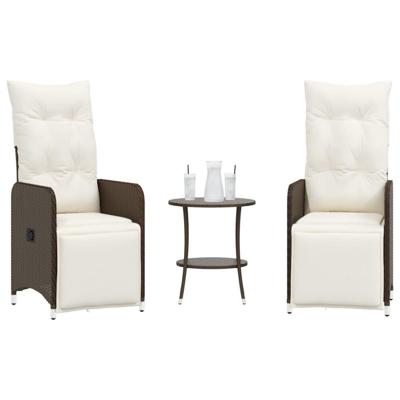 Tuinstoelen 2 st verstelbaar met tafel poly rattan bruin Tuinstoelen 2 st verstelbaar met tafel poly rattan bruin