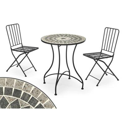 Tafel met 2 stoelen Ibergarden Mosaico-Forja Zwart Grijs
