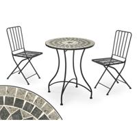 Tafel met 2 stoelen Ibergarden Mosaico-Forja Zwart Grijs - thumbnail