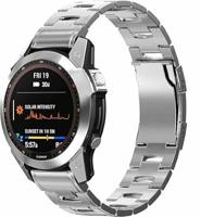 By Qubix - Titanium schakelband - Zilver - Compatible met Garmin Descent G2 - Compatible Garmin bandje - Bandbreedte: 22mm - thumbnail