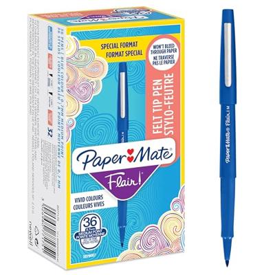 Fineliner Paper Mate Flair Original medium blauw valuepack à 36 stuks