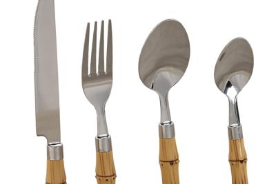 Bestek Home ESPRIT Zilverkleurig Natuurlijk Roestvrij staal ABS 3 x 2 x 16 cm 24 Onderdelen