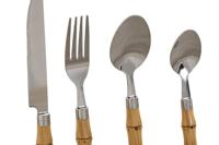 Bestek Home ESPRIT Zilverkleurig Natuurlijk Roestvrij staal ABS 3 x 2 x 16 cm 24 Onderdelen - thumbnail