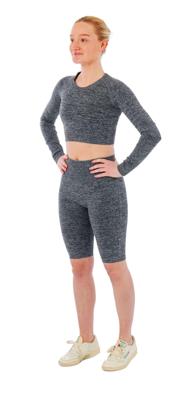 Xtreme Sportswear Dames Sportset - Korte Sportlegging + Sport Croptop - Antraciet Melange-L
