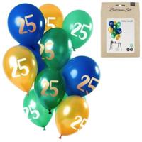 Folat Ballonnen golden emerald cijfer 25 jaar 30 cm set van 12 | 24 stuks - thumbnail