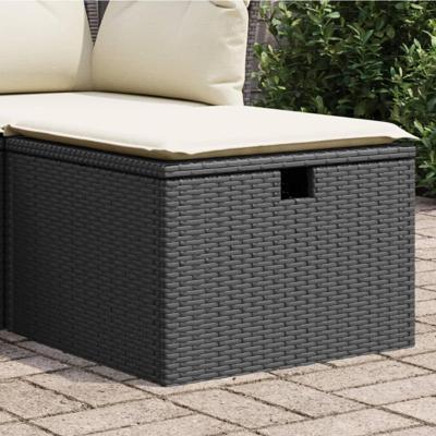 Tuinkruk met kussen 55x55x37 cm poly rattan zwart Tuinkruk met kussen 55x55x37 cm poly rattan zwart