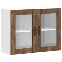 Keukenbovenkast met glazen deur Lucca bewerkt hout gerookt eikenkleur - thumbnail