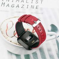 Fitbit Versa 1 / 2 & Lite Canvas denim nylon bandje - Rood - thumbnail