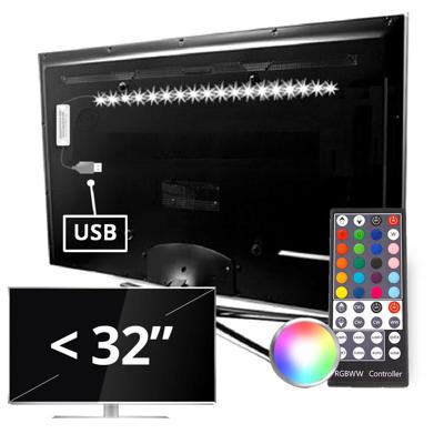 Tv backlight set met 1 RGBWW ledstrip voor tv's