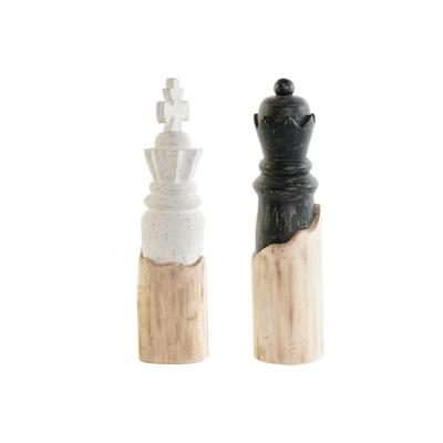 Decoratieve figuren DKD Home Decor Wit Bruin Zwart Schaakstukken Loft 12 x 12 x 48 cm (2 Stuks)