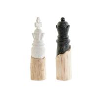 Decoratieve figuren DKD Home Decor Wit Bruin Zwart Schaakstukken Loft 12 x 12 x 48 cm (2 Stuks) - thumbnail