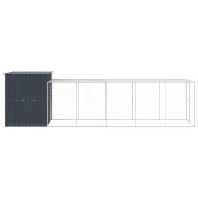 Kippenhok met ren 165x659x181 cm gegalvaniseerd staal antraciet